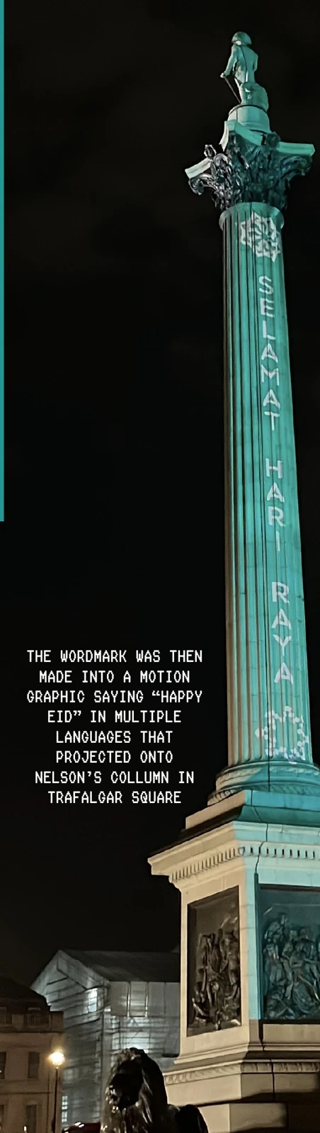 Multilingual Eid projection onto Nelson’s Column